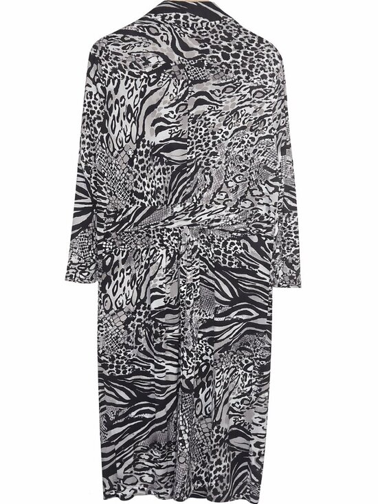 Vintage 90s Animal Print Shirt Dress Size 12 Zebra Leopard Abstract Midi - Picture 5 of 7